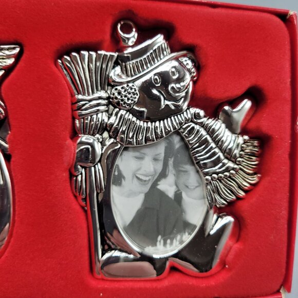 Gorham Set Of 3 Silver Plated Christmas Photo Frame Ornaments Holiday Decor - Picture 5 of 9